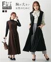 ワンピース S M L LL 3L ニッセン 【大きい胸専用】 前ボタン ウエストタック 2WAY ジャンパースカート (ポケット付) 女性 レディース ジャンスカ 可愛い