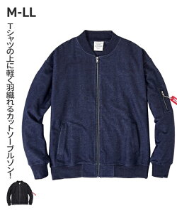 アウター ストレッチカットデニム ミリタリー長袖ブルゾン メンズ M/L/LL 薄手なので春はTシャツの上などに軽く羽織れます！ トップス ジャケット ニッセン 【21春夏新入荷】 【ポイント倍付け中！】