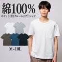 トップス Tシャツ 半袖 すっきりシルエットに見せる！ お腹ゆったり セルフフィット ポケット付 M-10L ベーシックカラー 大きいサイズ メンズ ニッセン