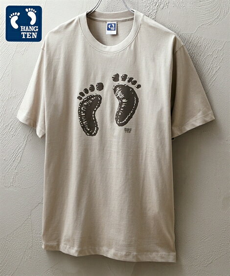 【P5倍 11日01:59迄】 トップス Tシャツ 半袖 クルーネック Hang Ten ハンテン 綿100% 天竺プリント 大きいサイズ メンズ ベージュ/チャコール M-5L ニッセン nissenのサムネイル