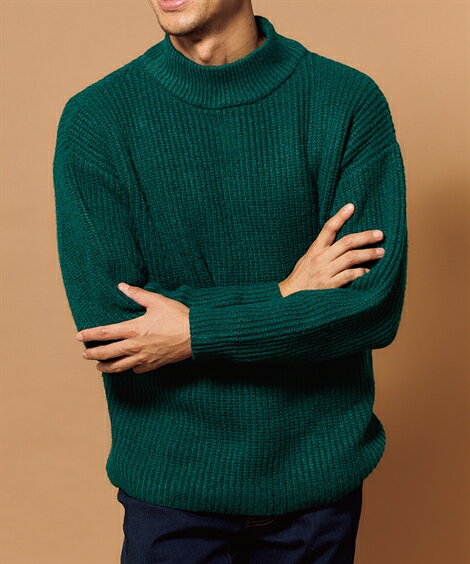 ニット セーター 洗える 畦編 モックネックセーター 5ゲージ M-10L 大きいサイズ メンズ ニッセン nissen