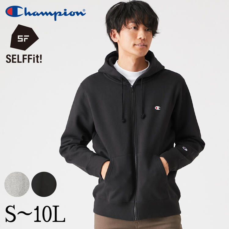 チャンピオン パーカー メンズ トップス チャンピオン Champion 裏起毛 ワンポイント 長袖 フルジップパーカー 3L-10L 大きいサイズ メンズ ニッセン nissen