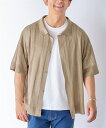 トップス 2点セット(オーバーサイズ 透かし編ニット 5分袖 カーディガン+Tシャツ) M-10L 大きいサイズ メンズ ニッセン nissen