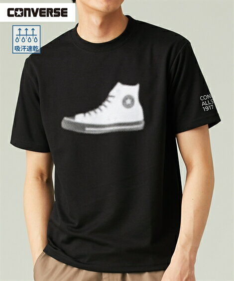 トップス CONVERSE コンバース 吸汗速乾 裏メッシュ 天竺 シューズプリント 半袖 クルーネック Tシャツ 2L-6L 大きいサイズ メンズ nissen限定デザイン ニッセン