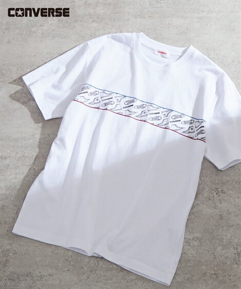 Tシャツ CONVERSE コンバース 綿100% 半袖 パネルプリント クルーネック M-LL メンズ ニッセン nissen