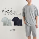 パジャマ ルームウェア 上下セット 5分袖 ゆったり 大きめサイズ 天竺素材 M-4L 大きいサイズ メンズ ニッセン nissen