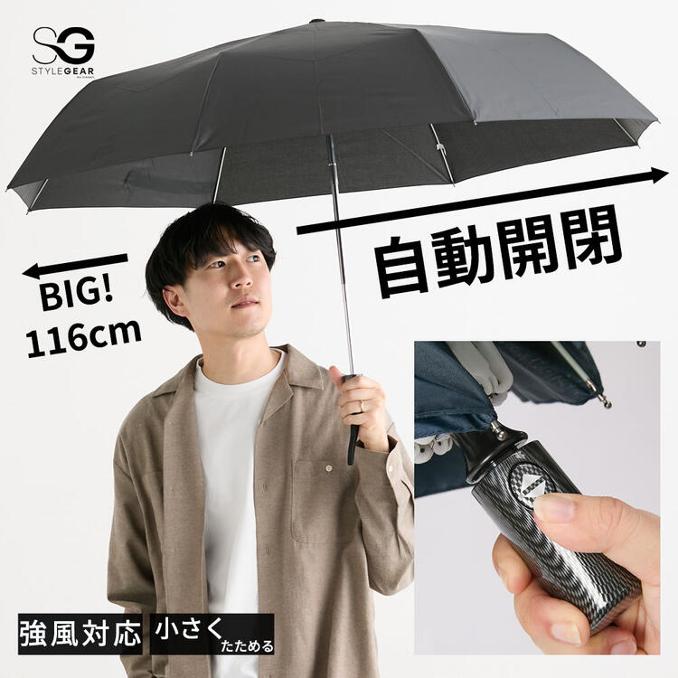 折りたたみ傘 自動開閉 ミニ 無地 強風対応 特大65cm メンズ ユニセックスニッセン nissen