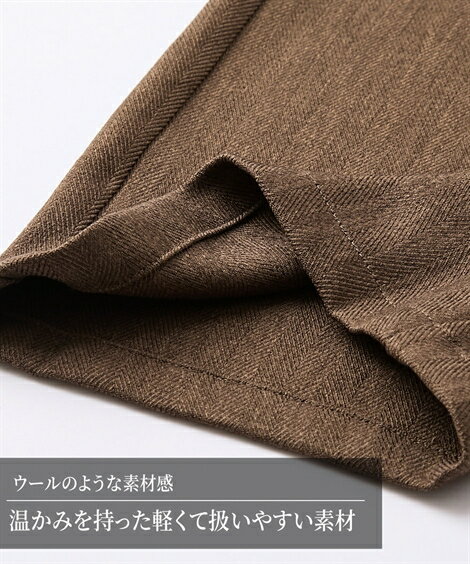 パンツ イージーパンツ ウールライク ヘリンボン ストレート M-LL メンズ ニッセン nissen