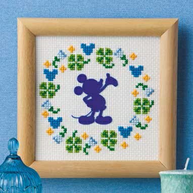 オリムパス・OLYMPUSししゅうキットディズニー・フラワーコレクション（Flower Collection）No.7369ミニフレーム（ミッキーマウス）【額付】
