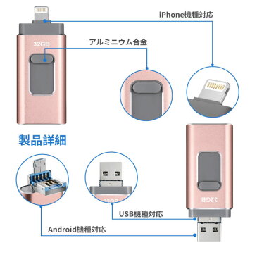 USB3.0メモリ 128GB USBメモリ iPhone/Android/PC対応 フラッシュドライブ iPhone iPad Lightning micro Android パソコン用USBメモリ最安値