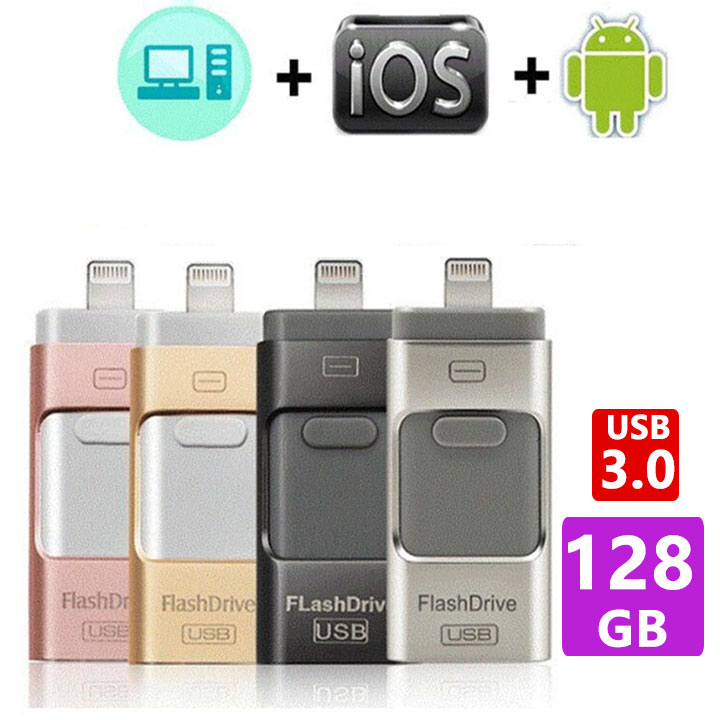 USB3.0 128GB USB iPhone Android PCΉ tbVhCu iPhone iPad Lightning micro Android p\RpUSBňl