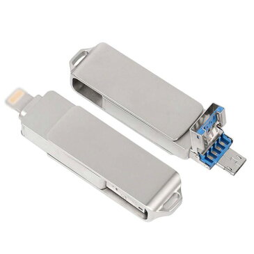 iPhone/Android/PC対応 USB3.0メモリ 128GB USBメモリ フラッシュドライブ iPhone iPad Lightning micro Android パソコン用USBメモリ最安値 回転式