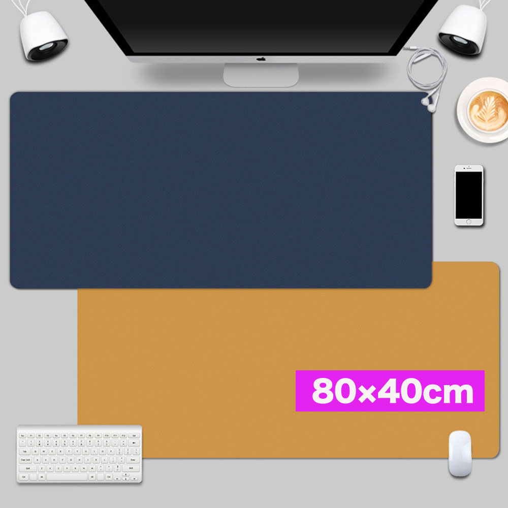 デスクマット大型 防水PUレザー ラップトップマット 両面使用可能 光学式マウス対応 マウスパッド オフィス 自宅用 デスクブロッター パソコンマウスパッド 80×40cm