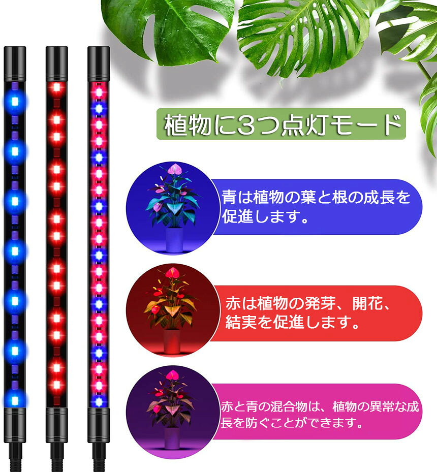 ★限定！最大20%OFF★植物育成ライト LED植物育成灯 観葉植物 4ヘッド式ライト 3個セ...