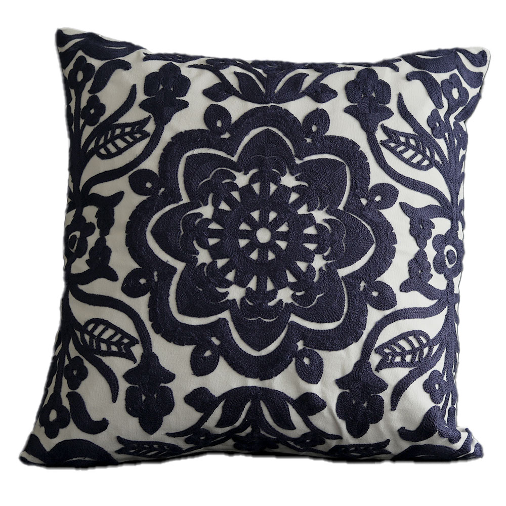 ネイビー クッションカバー 2枚 クッションカバー 麻混 ネイビー※カバーのみ | クッション 通販