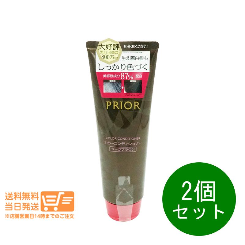 レビュー100円クーポン 2個セット 資生堂 プリオール カラーコンディショナー ダークブラウン カラーリンス 230g 白髪用カラーケア 追跡配達 送料無料