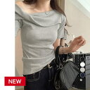 片方オフショルtシャツ レディース 半袖タイトトップス薄手 肩出しトップス大人 セクシーtシャツ夏