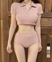 水着レディース ビキニ2点セット 韓国風かわいいママ水着 Vネック水着海水浴 ストレッチ 柔らか