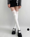 ニーハイソックス花柄レース切り替え靴下ロング靴下美脚脚長 ニーソックス春夏秋 おしゃれソックス黒