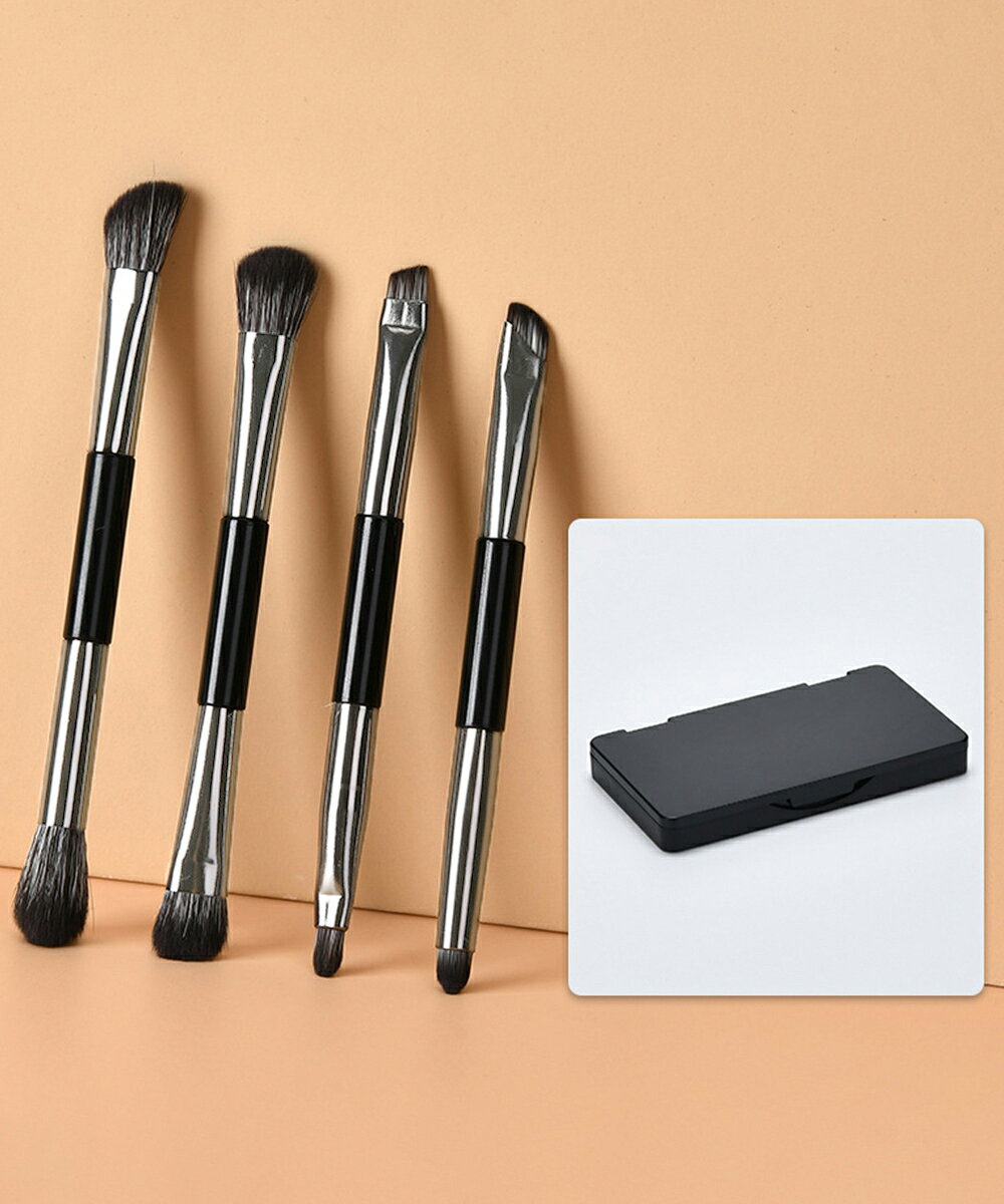 メイクブラシ4本セット ミラー付きケースプレゼント 贈り物 メイク道具収納付き メイク用品 お泊り nitiyou-10006307 日用品雑貨 M&F サンプル画像3