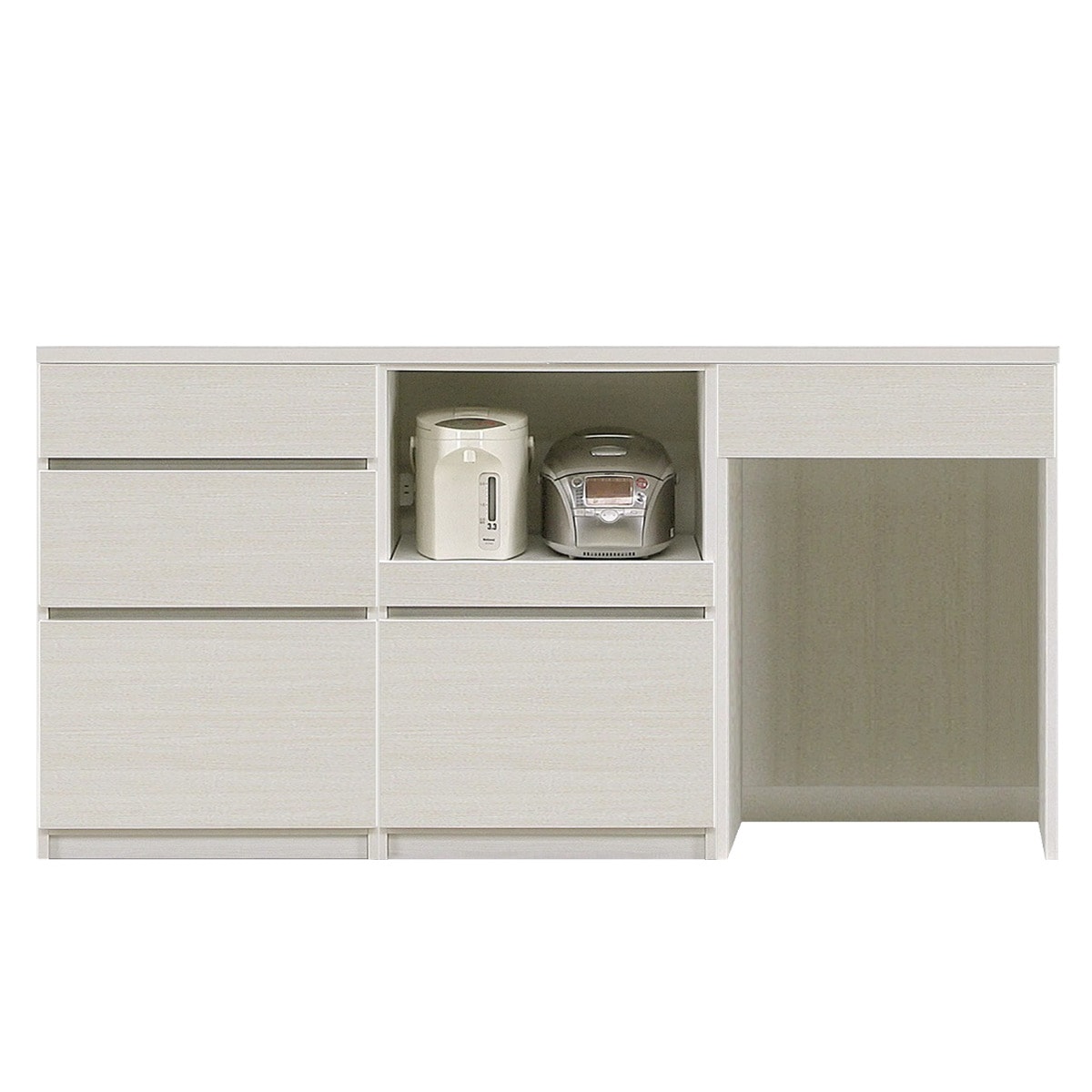 シンプルキッチンカウンター180 (オープン＋引出し＋ダスト対応)【配送員設置商品】