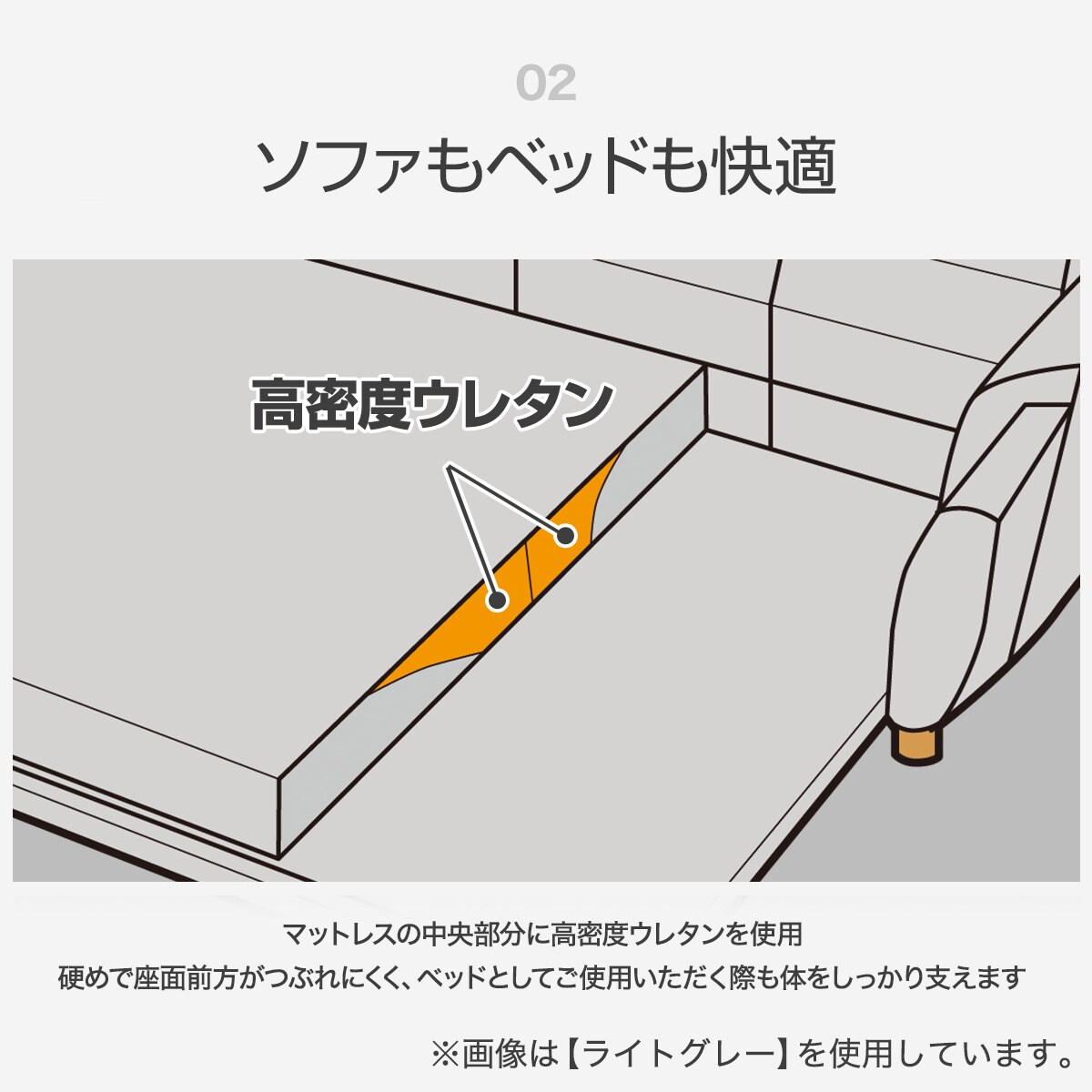 ソファベッド(BX03 LGY)　 【配送員設置商品】