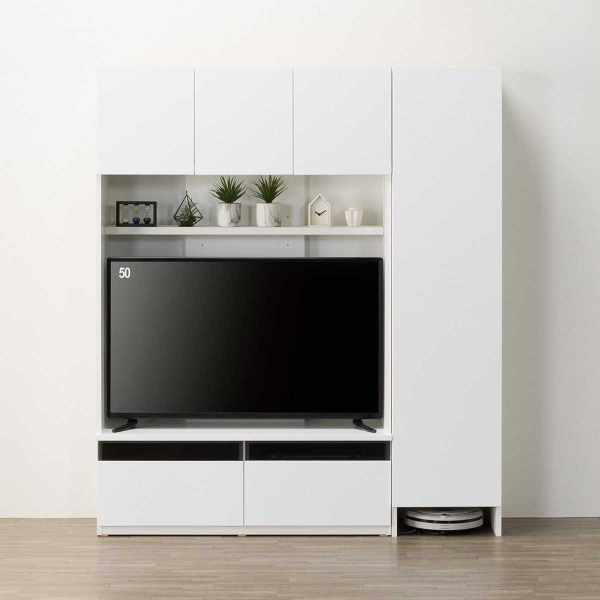 ハイテレビボード2点セット(UF01/トールキャビネット45D)【配送員設置商品】