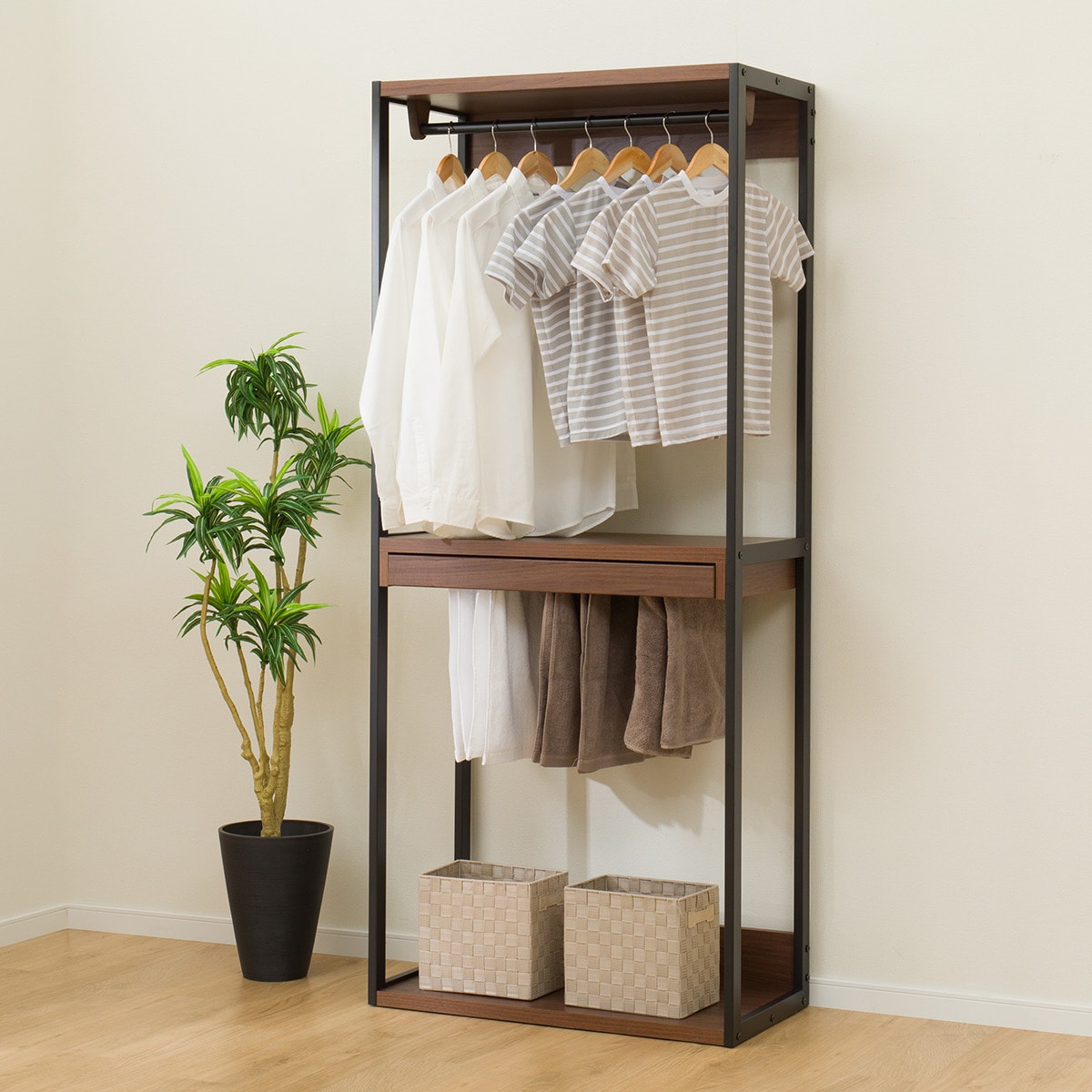 オープンワードローブ(アテン 80SL MBR) ニトリ 【配送員設置商品】