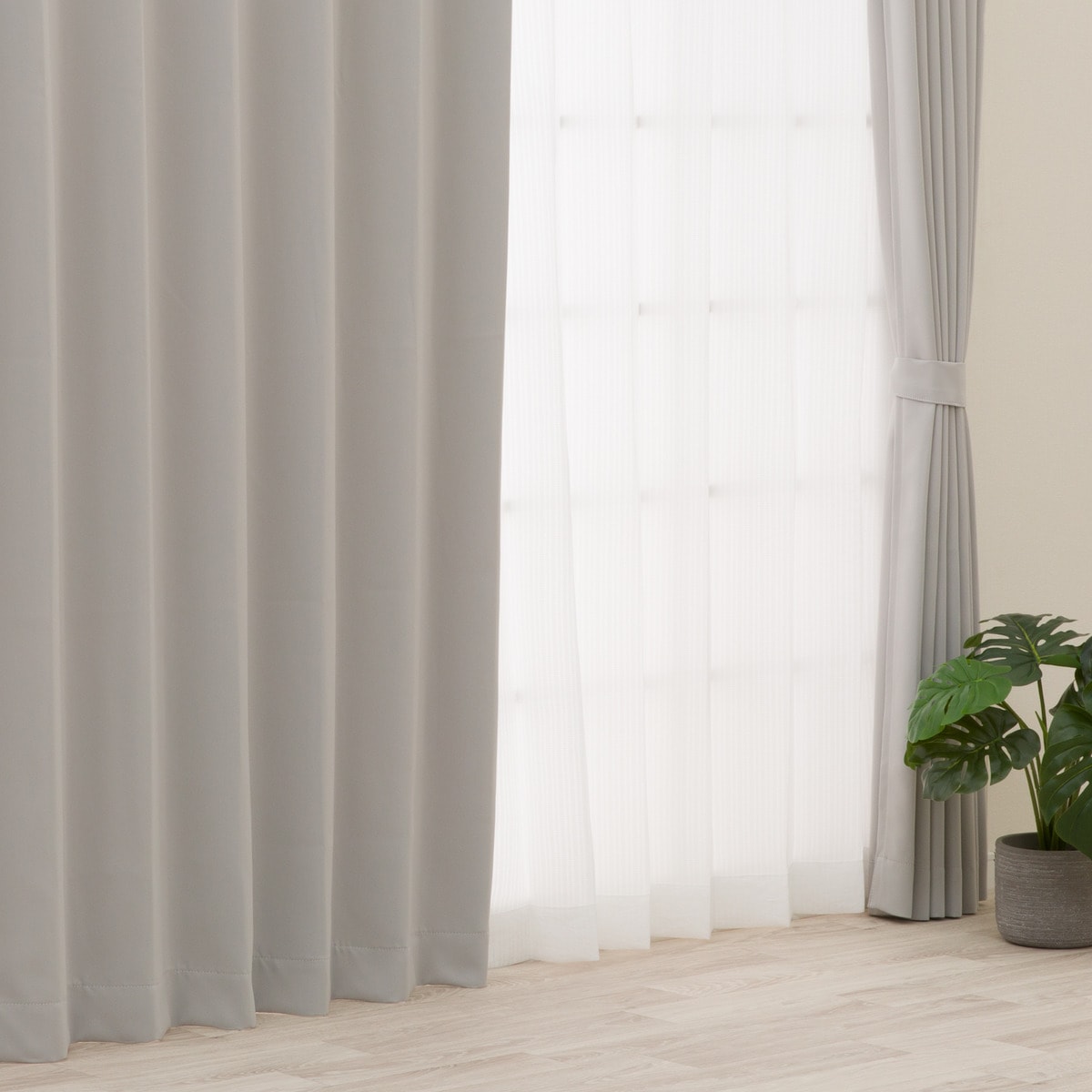 遮光1級・防炎カーテン　10色120サイズ（バリエ GY）【メーカー直送・】