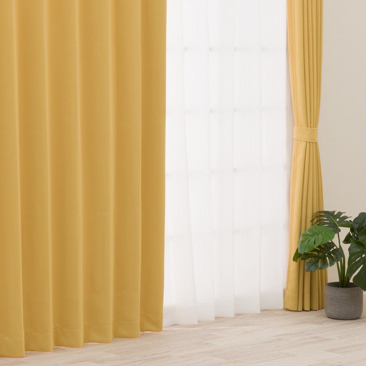 遮光1級・防炎カーテン　10色120サイズ（バリエ YE）【メーカー直送・】