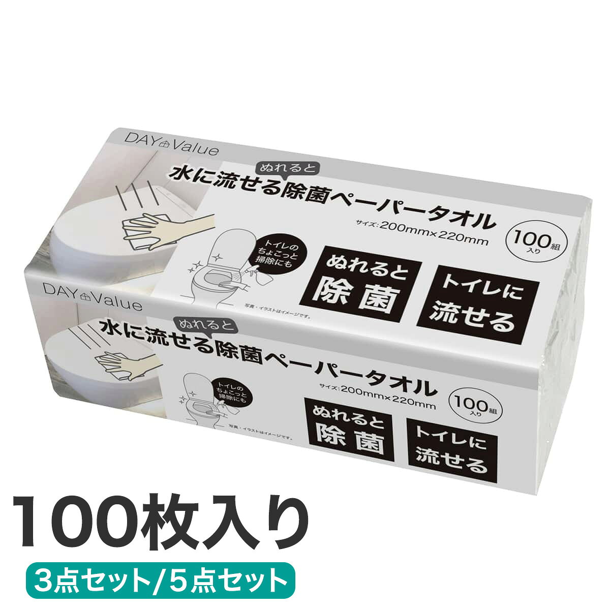 水に流せて濡れると除菌するペーパータオル 100枚入りニトリ