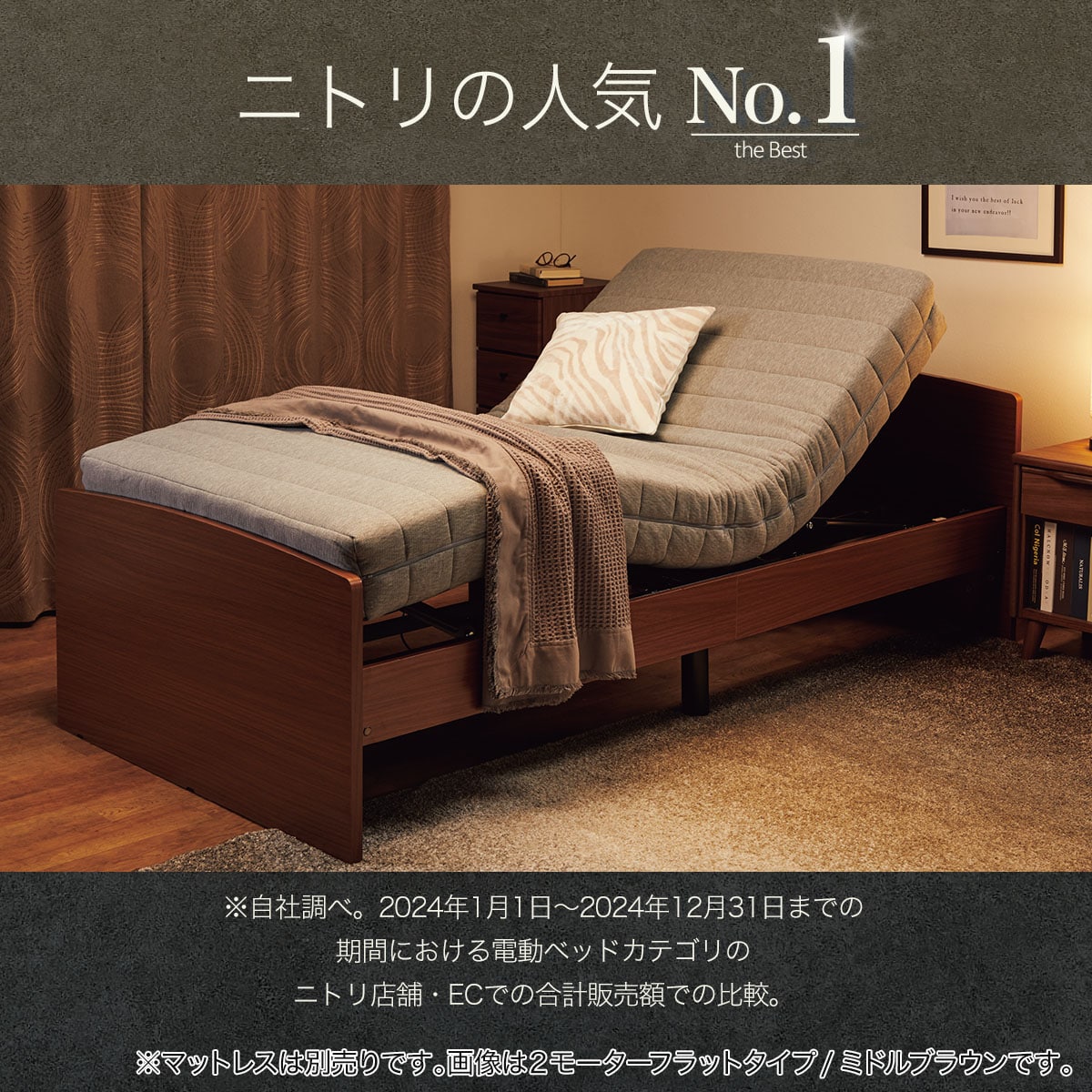 ニトリの電動セミダブルベッドフレーム(ライズ3 2M-C)　【配送員設置商品】 ニトリ｜アングル2