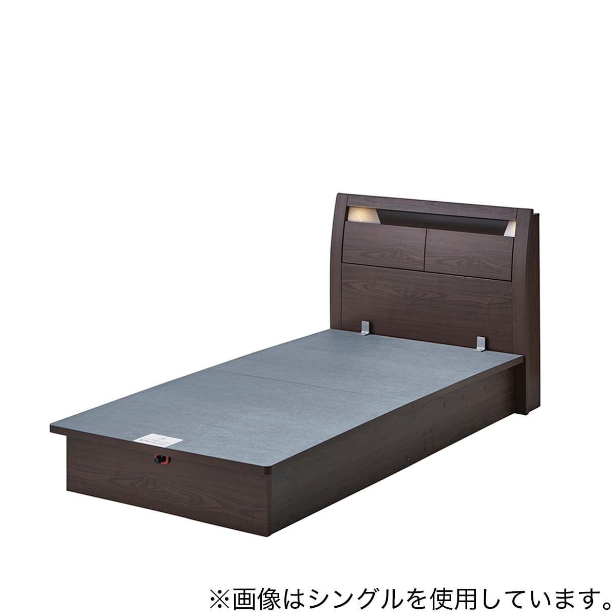 ベッドフレーム(OP IB キャビネット 宮・照明付き たて開き)【配送員設置商品】