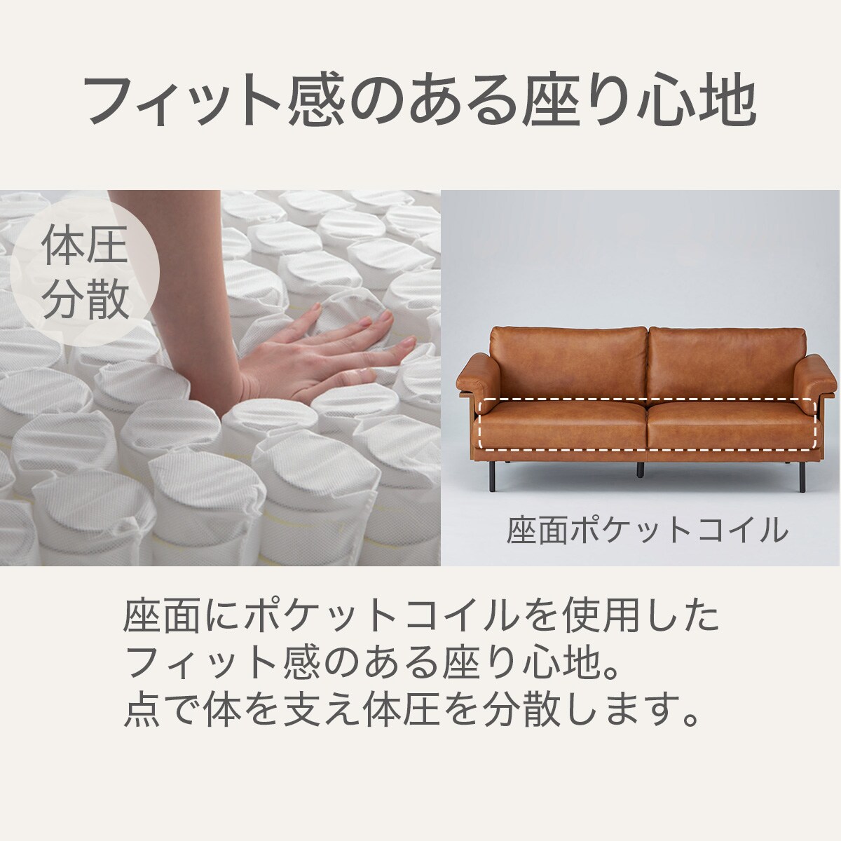 3人掛け ソファ ANV001キャメル (Living in Comfort)  【配送員設置商品】 【5年保証】