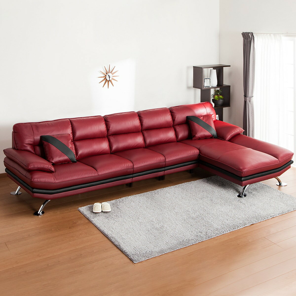 5人用本革左肘カウチソファ(ロゾ4 RED LC) 【配送員設置】 【5年 5人用本革左肘カウチソファ(ロゾ4 RED LC) 【配送員設置】 【5年