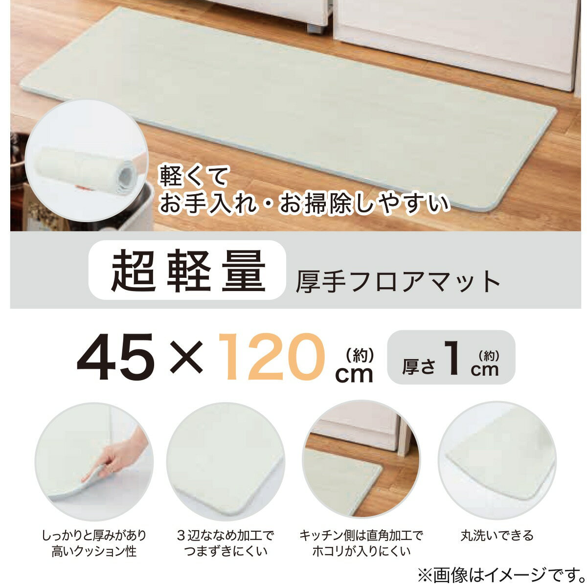 超軽量 厚手フロアマット(木目柄 GY NE02)