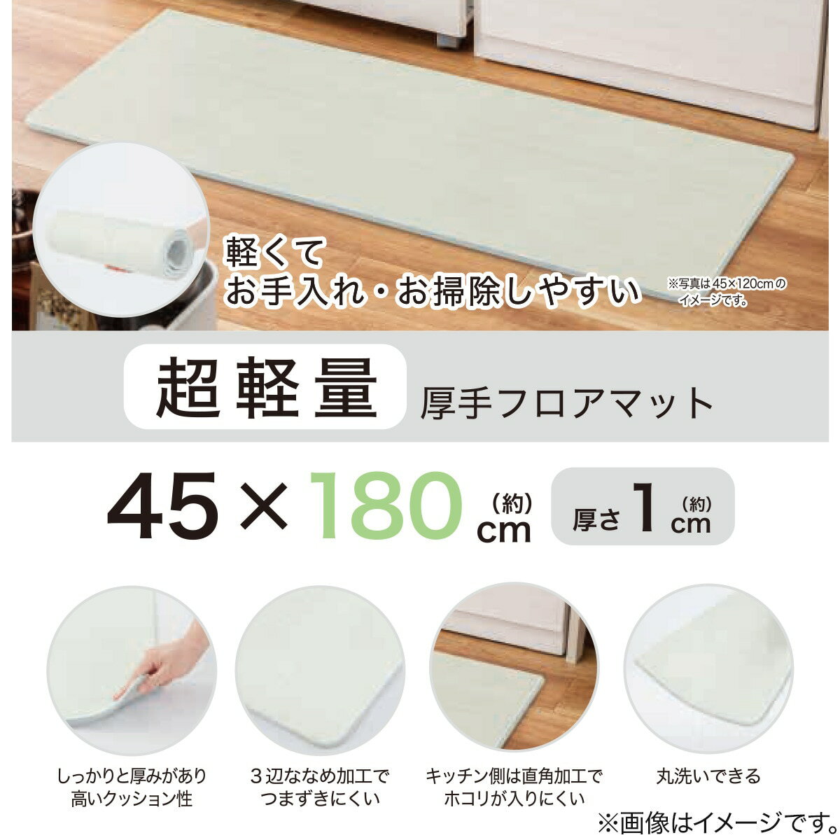 超軽量 厚手フロアマット(木目柄 GY NE02)