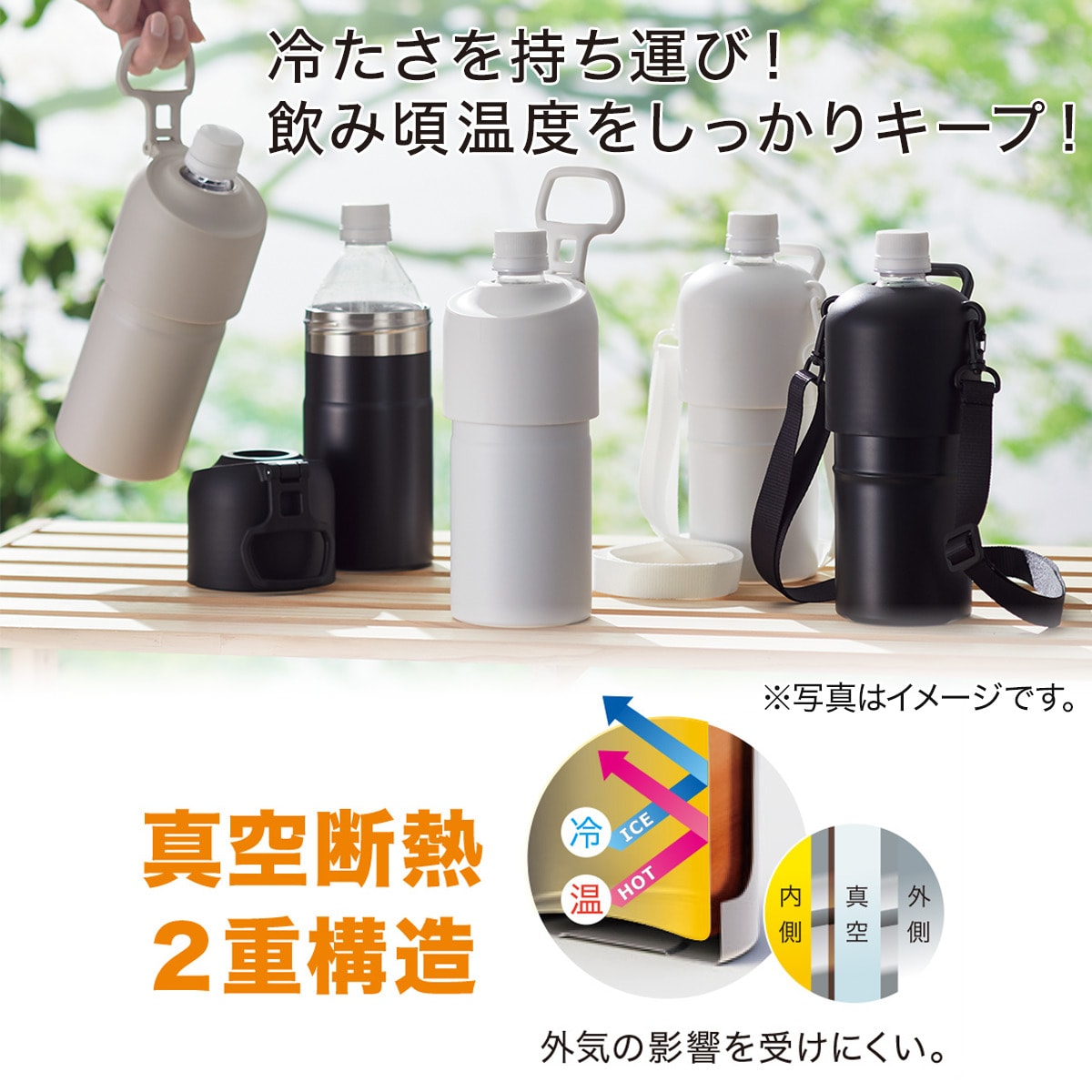 ペットボトルホルダー ストラップ付き 500-650ml (K)