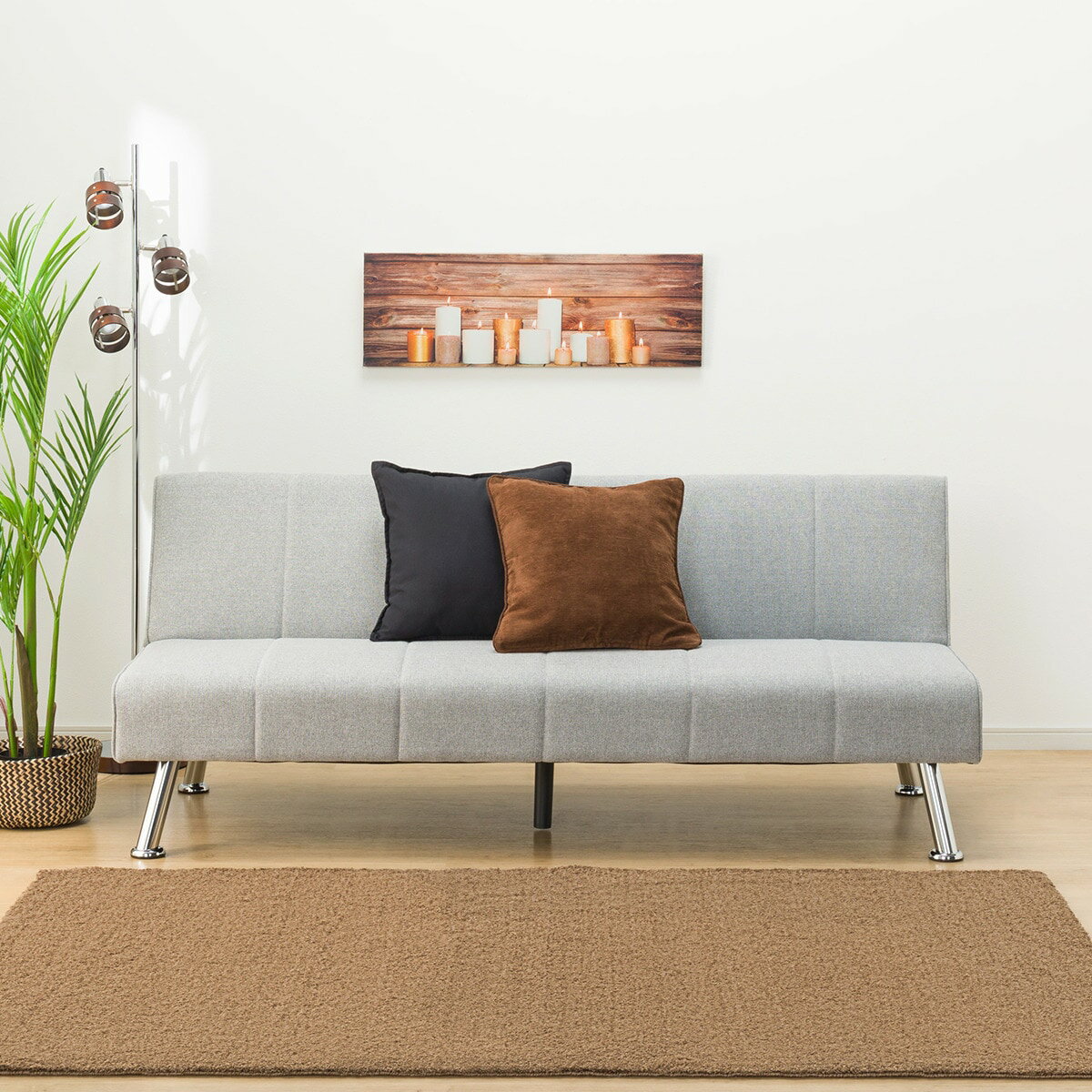 圧迫感がない アームレス ソファベッド (DJ09 GY)  【配送員設置商品】 【5年保証】