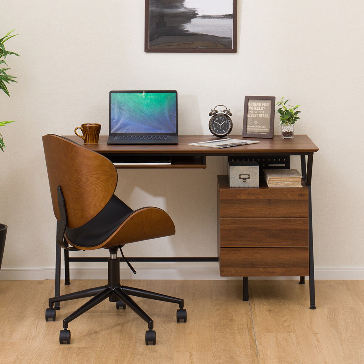 袖付きデスクセット(DX001 120 MBR/OC107 MBR)