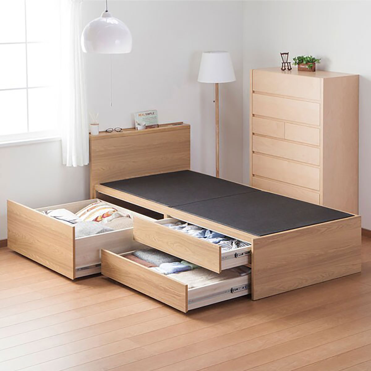 [幅100cm] シングルチェストベッドフレーム (シグナル3 LBR）  【配送員設置】 【5年保証】