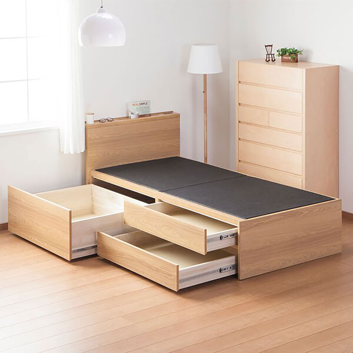 [幅100cm] シングルチェストベッドフレーム (シグナル3 LBR）  【配送員設置】 【5年保証】