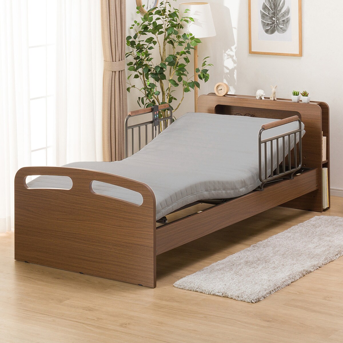 【非課税】幅110cm 電動ベッドマットレスセット (ライズ2 2M-C MBR/NスリープE1-03VH) ベッド  【配送員設置】 【5年保証】