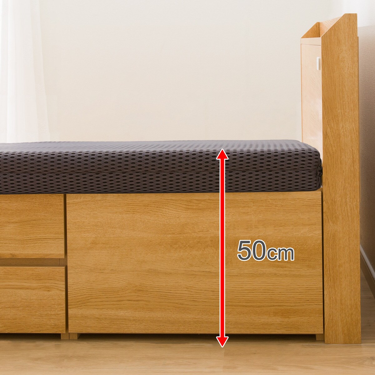 [幅98cm] シングルベッドフレーム＋マットレスセット(ジオLBRチェスト40J/U3 VB) シングル ベッド ベッドフレーム 収納付きベッド 引出し 引き出し フルスライドレール 1口コンセント付 マットレス 三次元スプリング構造体 ダブルラッセル  【配送員設置】 【5年保証】