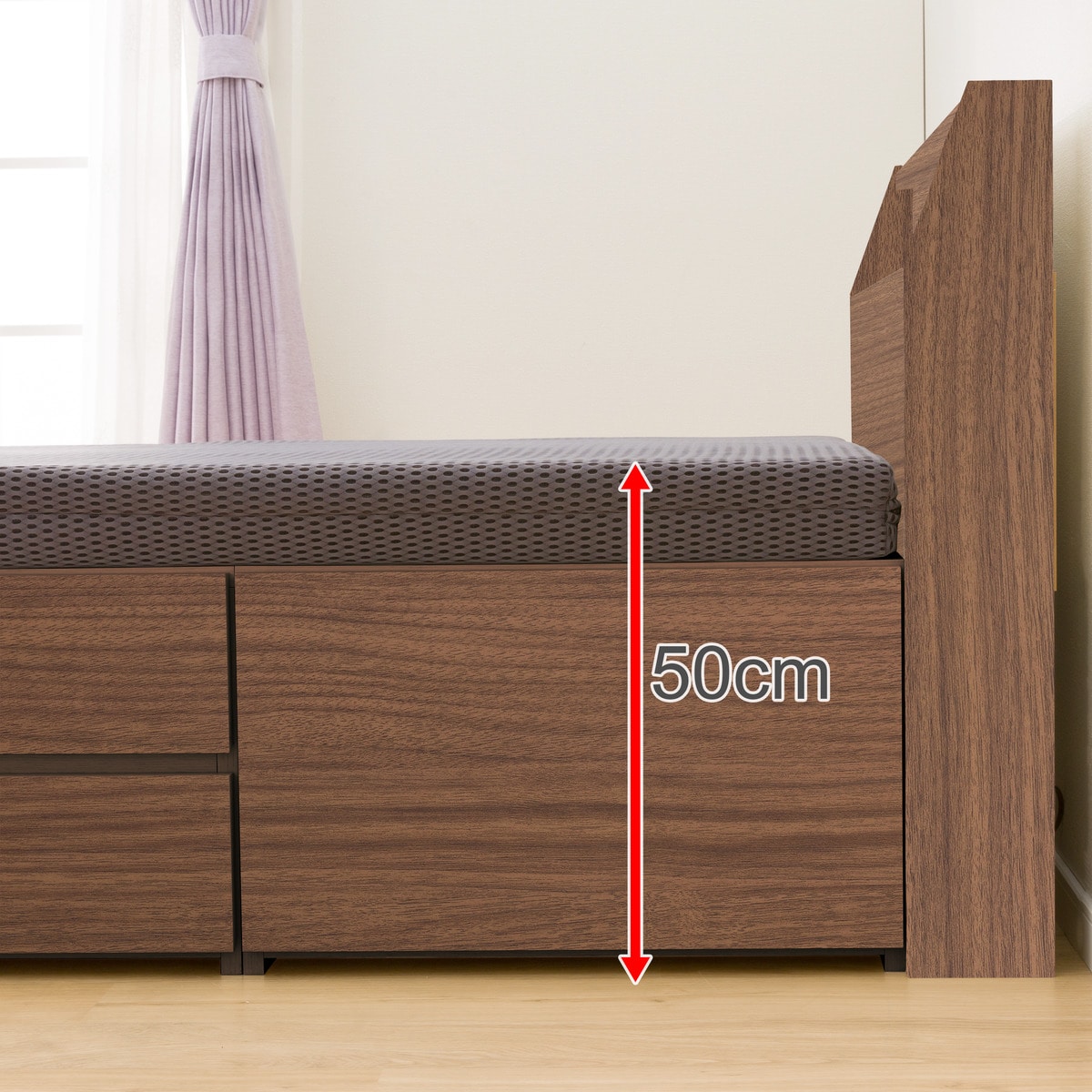 [幅98cm] シングルベッドフレーム＋マットレスセット(アザン3チェスト40J MBR/U3 VB) ベッド ベッドフレーム シングル 収納付きベッド 引出し 引き出し フルスライドレール LED照明 コンセント チェスト マットレス カルファイバー  【配送員設置】 【5年保証】