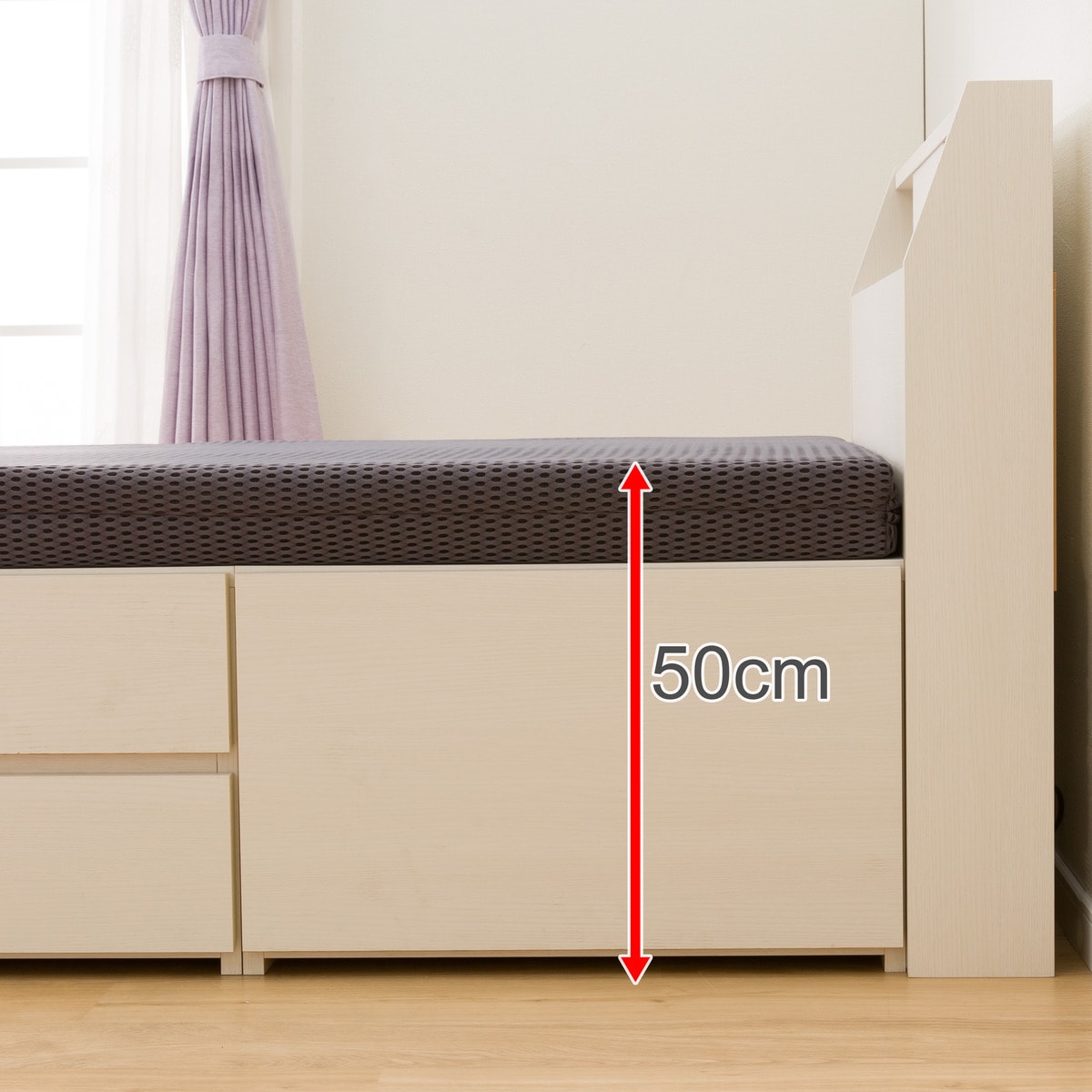 [幅98cm] シングルベッドフレーム＋マットレスセット(アザン3 チェスト40J WW/U3 VB) ベッド ベッドフレーム シングル 収納付きベッド 引出し 引き出し フルスライドレール LED照明 コンセント チェスト マットレス カルファイバー  【配送員設置】 【5年保証】