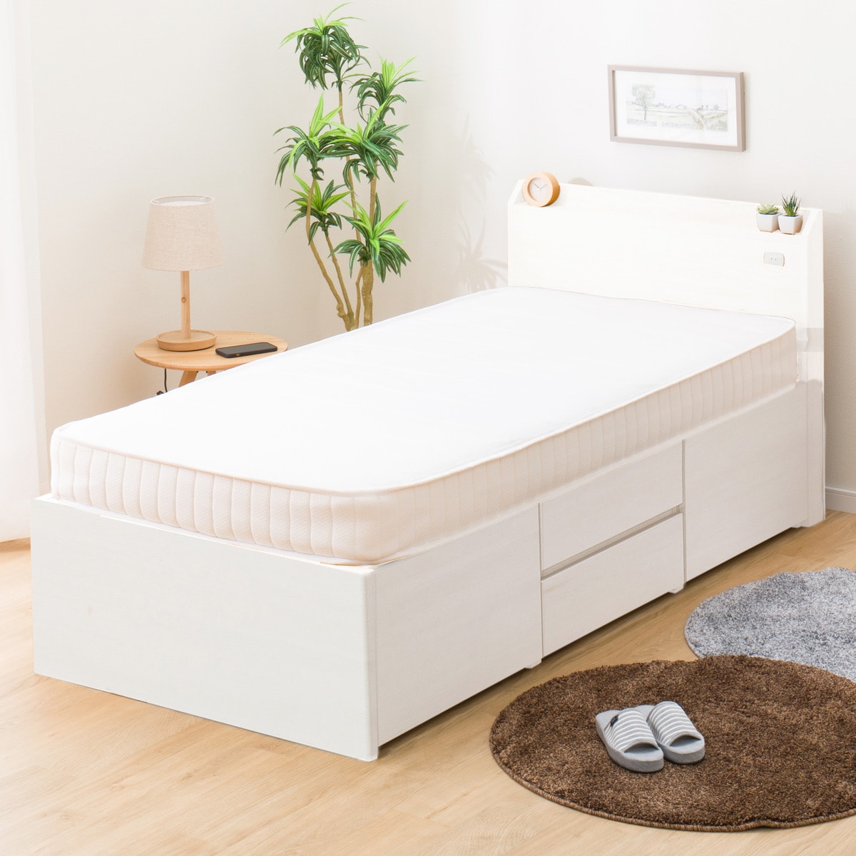 [幅97cm]ベッドフレーム＋マットレスセット(ジオWWチェスト40T/ZERO VB)  【配送員設置】 【5年保証】