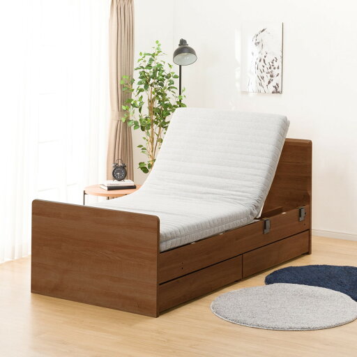 電動ベッドフレーム+マットレスセット (メリッサ3 DR2M02 LBR/E1-03VB) シングル ベッド 電動ベッド 介護ベッド 非課税 【配送員設置】 【5年保証】 【期間限定価格:10/14まで】