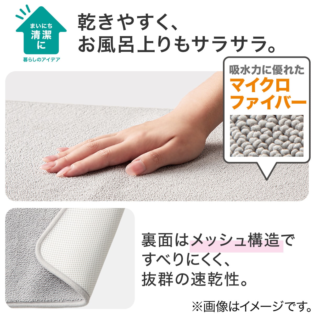 しっかり吸水メッシュバスマット(KH01)