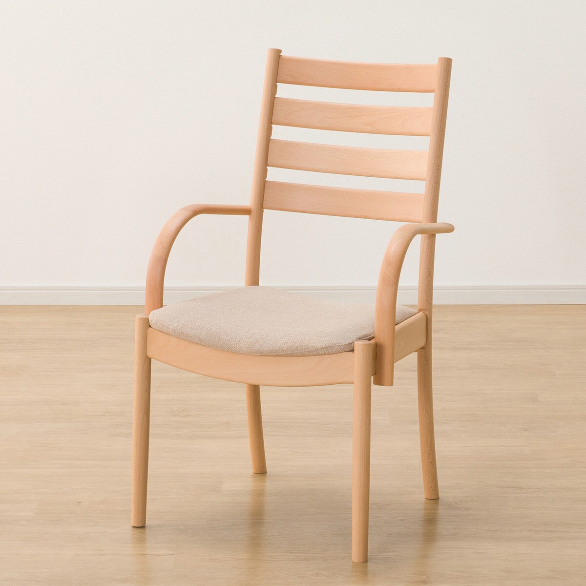 傷・汚れに強いファブリック ダイニングチェア(Nコレクション C-07肘付き/NSF)　  ナチュラル/ベージュ ミドルブラウン/ブラウン